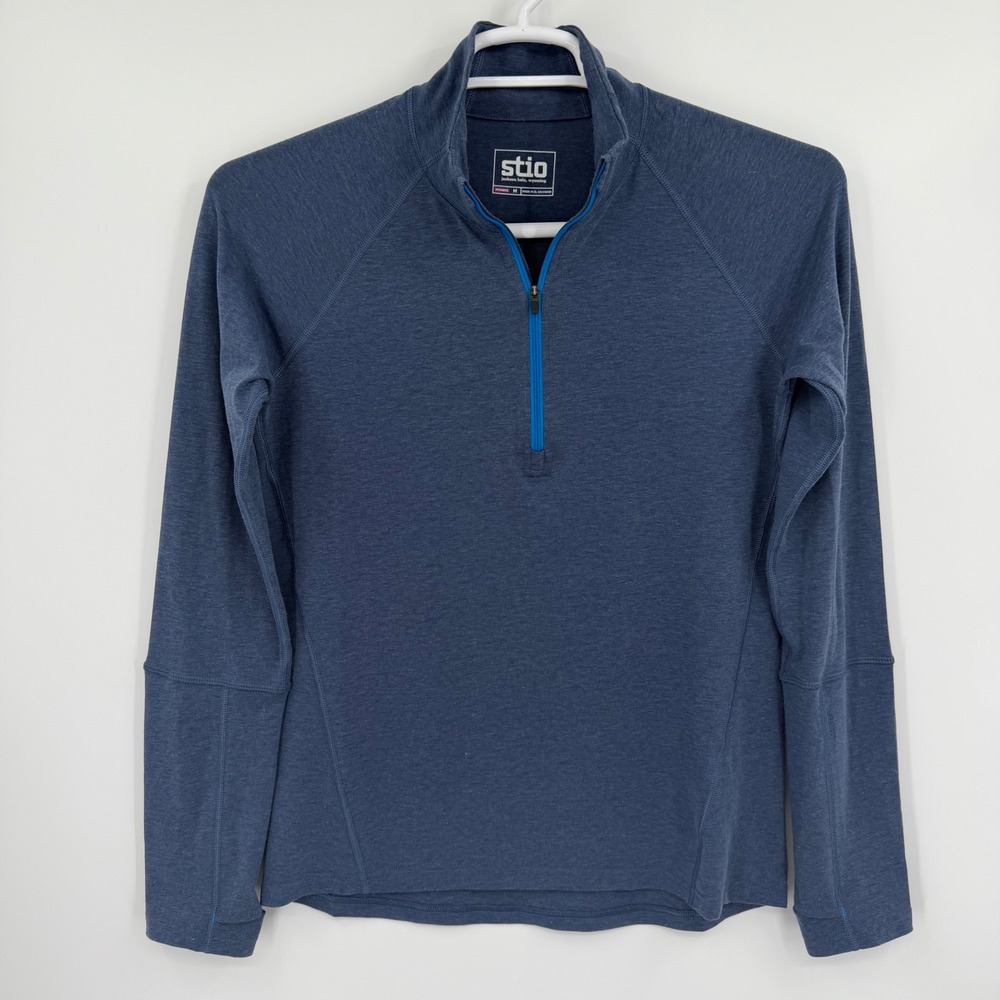 Stio Womens Basis Power Dry Quarter Zip Blue Heather Pullover 100070 Size M